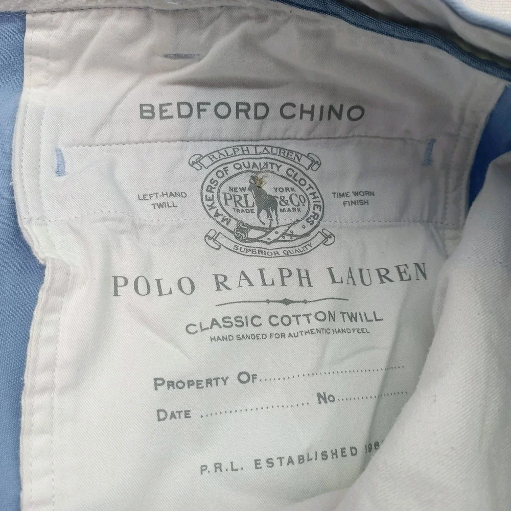 Polo Ralph Lauren Bedford Chino Pants Men 40x30 Sky Blue Stretch Straight Cotton